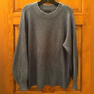 American Eagle Outfitters Slate Blue Waffle Knit Crewneck Sweater